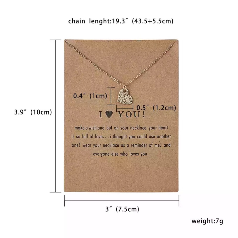 ‼️3/$30 I Love You Heart Gold Wish Necklace - Picture 2 of 3